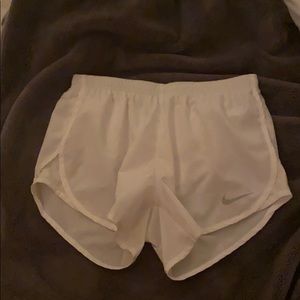 white nike running shorts